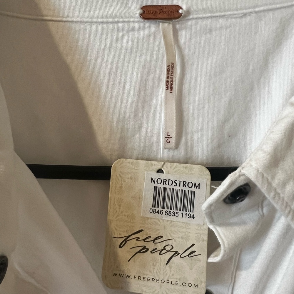 Free People Ivory Lace-Trim Button Front Mini Dress - Picture 6 of 8